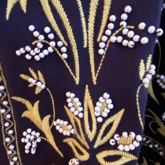 Inc International Concepts Navy Cotton Dress w Beading & Embroidery/ Size L - Picture 10 of 11